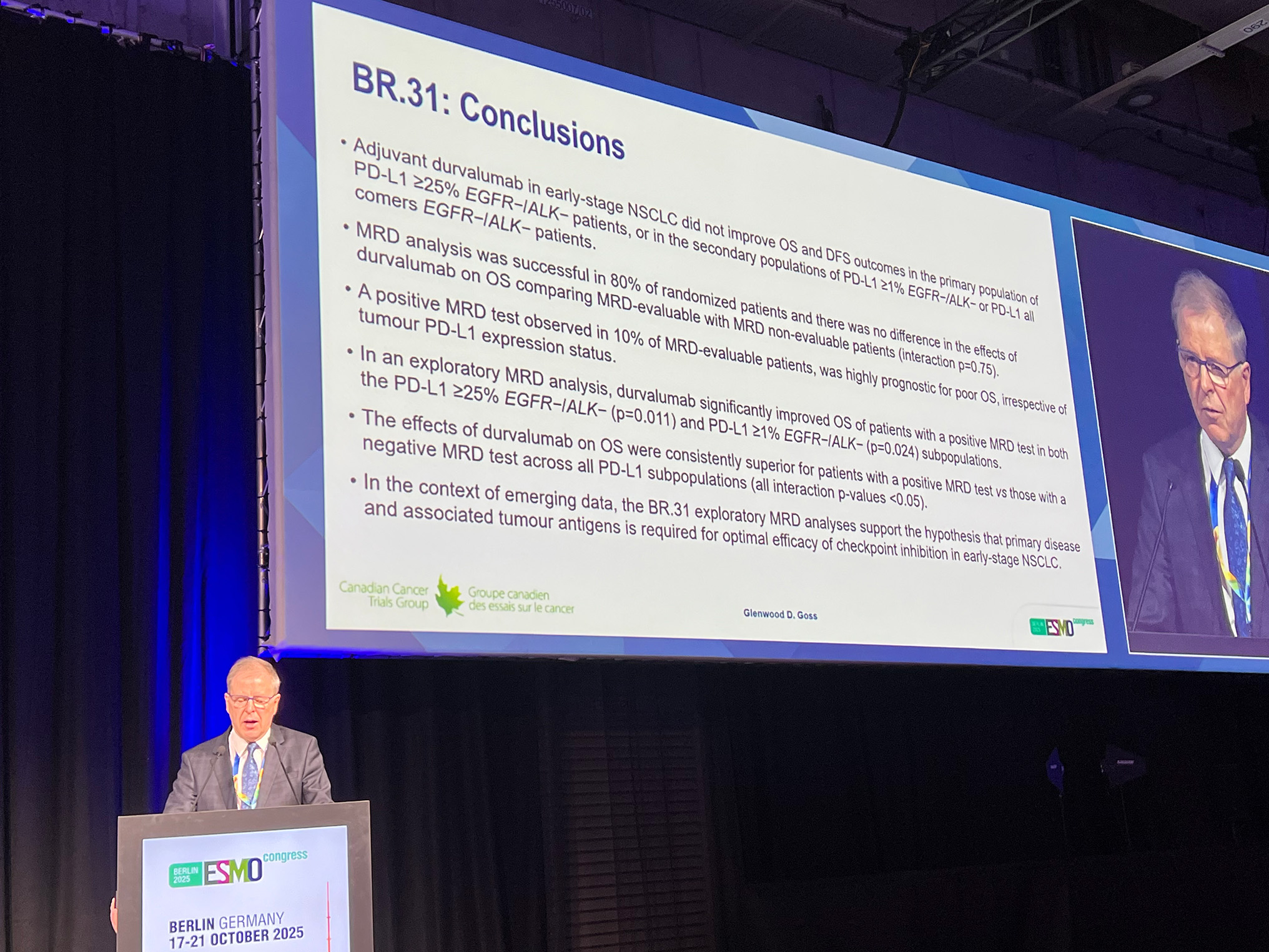 Glenwood Goss presenting Br31 at ESMO 2025