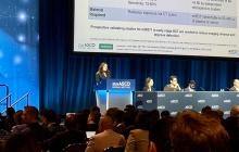 Dr Nappi on stage at ASCO 2026 presenting interim results for CCTG trial 