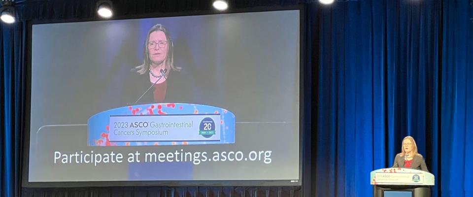 Oral presentation by Dr Laura Dawson at the ASCO Gastrointestinal Cancer Symposium 2023 of results for the Canadian Cancer Trials Group (CCTG) HE1