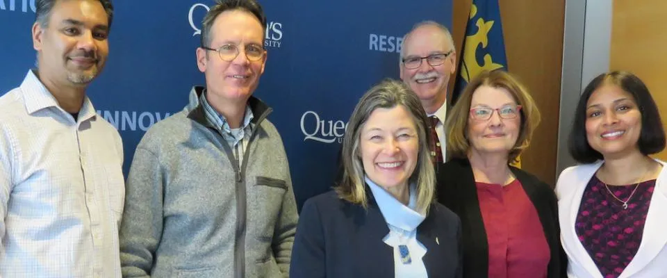 Shakeel Virk Director Operations & Pathology Coordinator & Dr Lois Shepherd Director of the #CCTG Tumour Tissue Data Repository with Dr David LeBrun, Academic Director, Queen's Canada Laboratory for Molecular Pathology